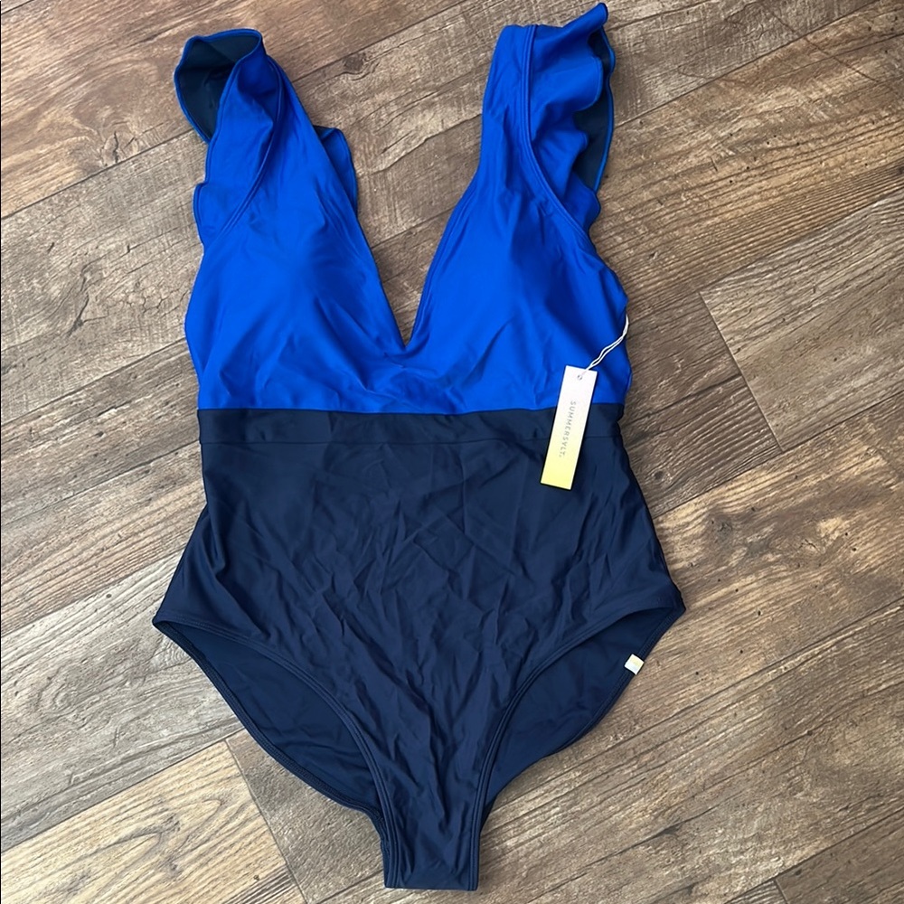 Summersalt Blue and Navy Women Swim One Piece